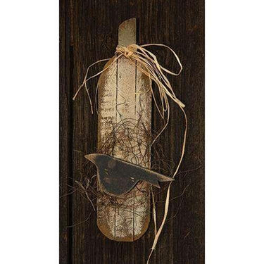 Skinny Lath Pumpkin w/Crow, White - The Fox Decor